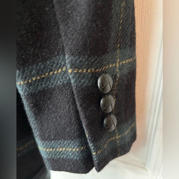 Vintage Harve Benard Sport Wool Green Plaid Suede Elbow Pads Blazer Jacket 14 - Picture 10 of 12